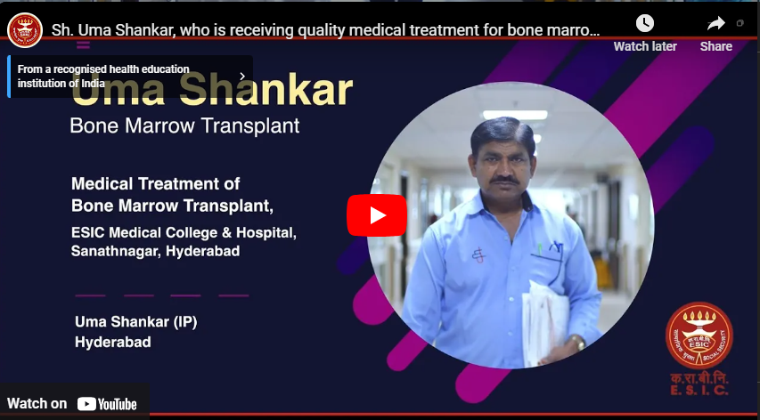 Sh. Uma Shankar, who is receiving quality medical treatment for bone marrow transplant.